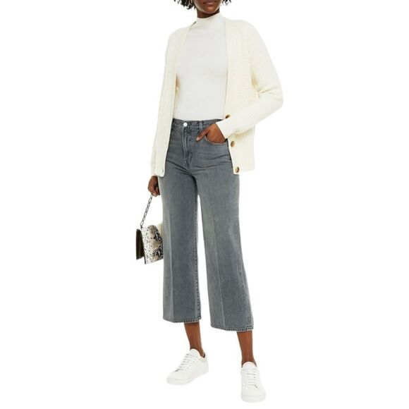 JBRAND Joan Cropped High Rise Wide Leg Jeans in Gray - Picture 1 of 11